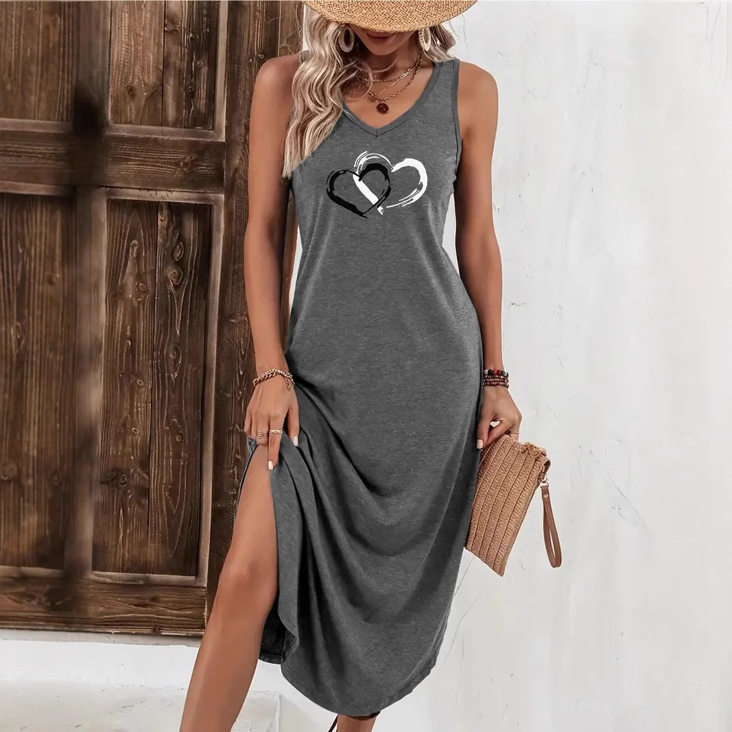 Robe chic en maille à col V et fente signée Amélie Morin