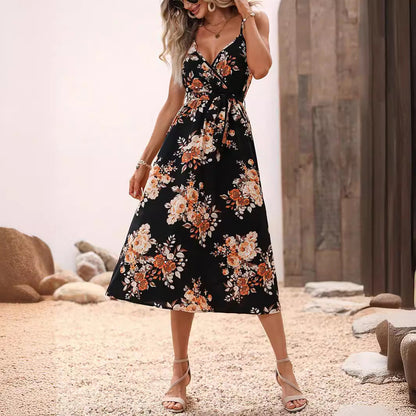 Robe midi d'été imprimée à fleurs Amélie Morin