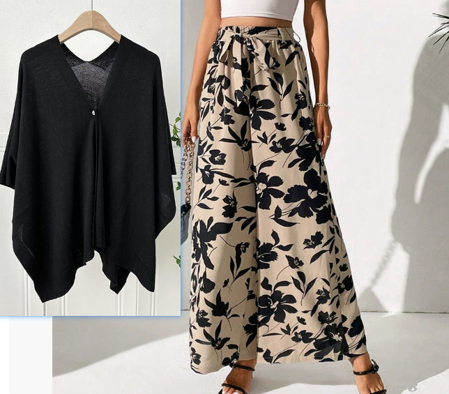 Pantalon fleuri taille haute jambes larges par Amélie Morin