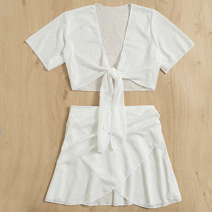 Ensemble bikini blanc chic fendu par Amélie Morin