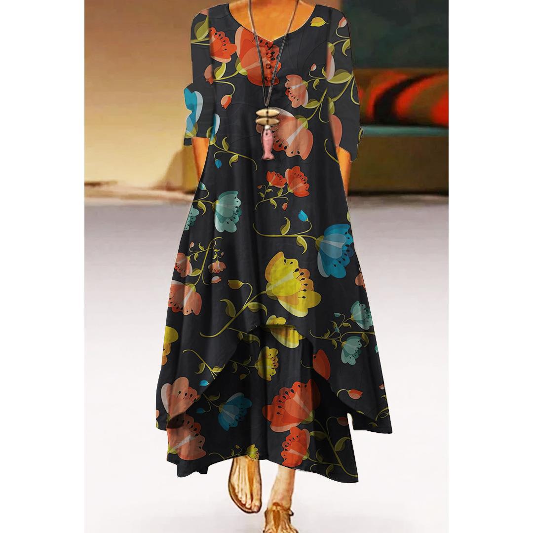 Robe trapèze florale artistique par Amélie Morin