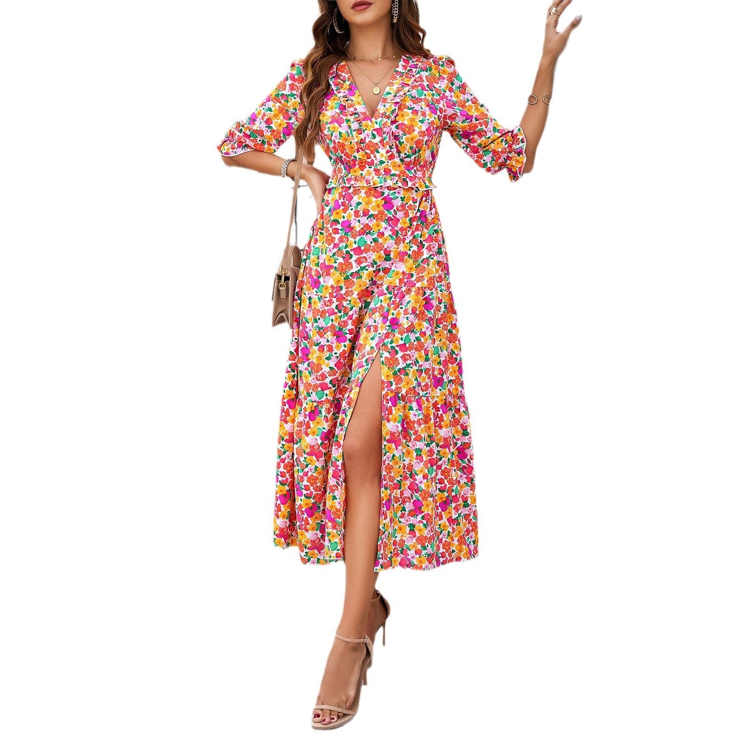 Robe midi de vacances Amelie Morin à imprimé floral chic