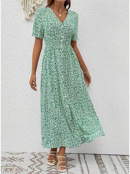 Robe fendue élégante à col en V signée Amélie Morin