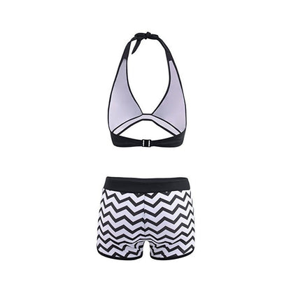 Ensemble bikini chic à motifs zigzag Amélie Morin avec short