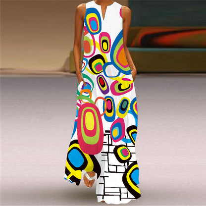 Robe maxi imprimée éclatante sans manches Amélie Morin