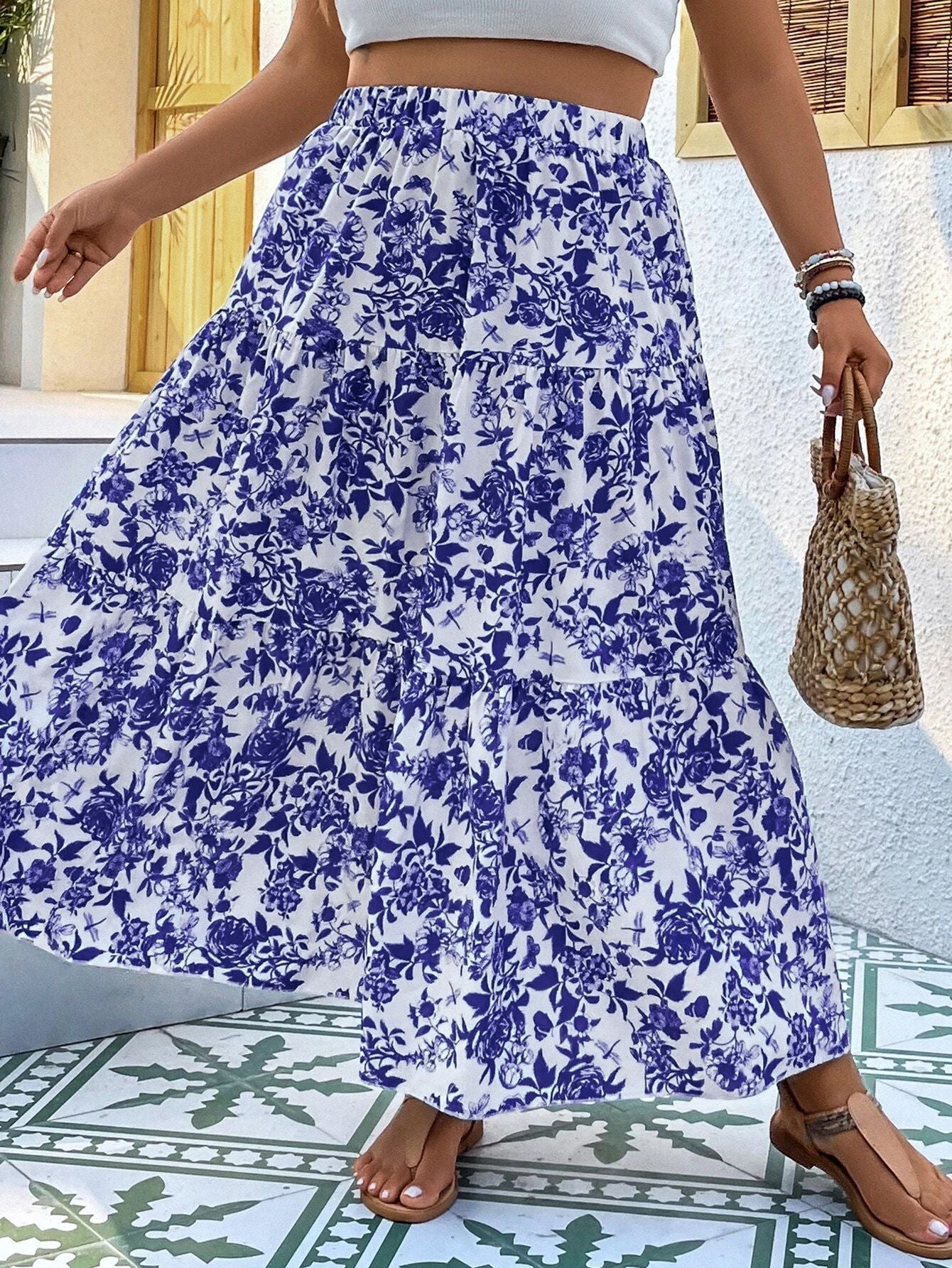 Jupe maxi grande taille à imprimé floral Amelie Morin