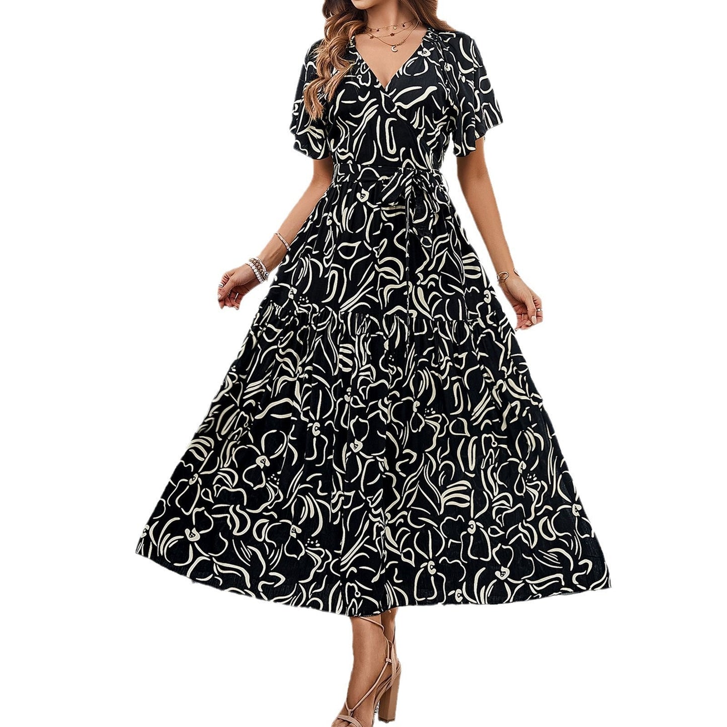 Robe midi à manches courtes à imprimé floral Amelie Morin
