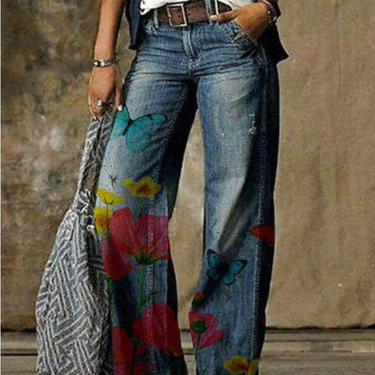 Artistic Floral Wide Leg Pants by Elizabeth Ainsley