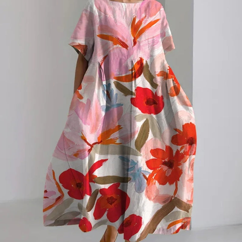 Artful Floral Elizabeth Ainsley Summer Midi Dress