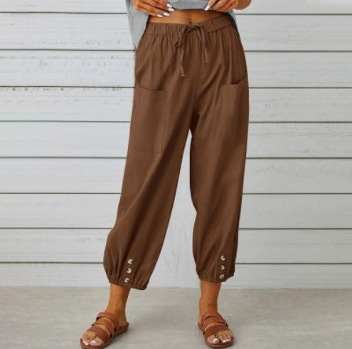 Pantalon décontracté en coton et lin Amélie Morin
