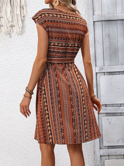 Robe trapèze imprimée bohème style Amélie Morin été