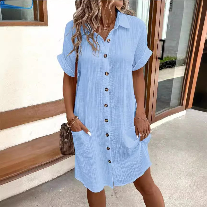 Robe-chemise chic à manches courtes signée Amélie Morin