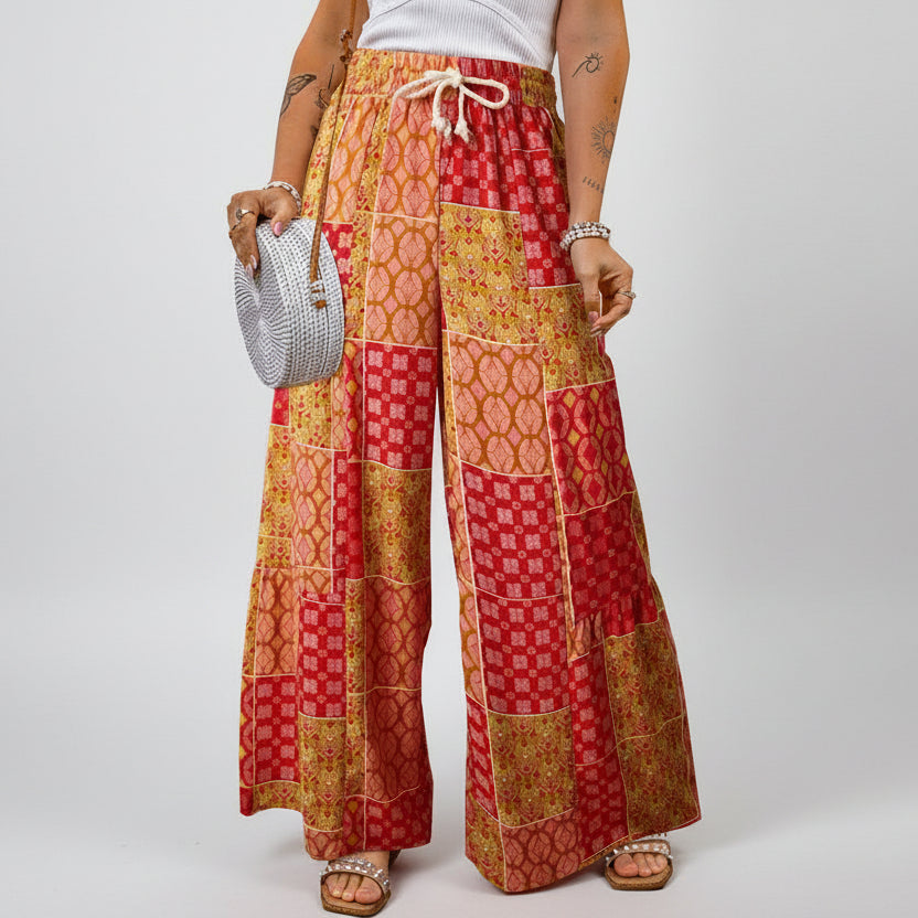 Pantalon large bohème fleuri Amélie Morin