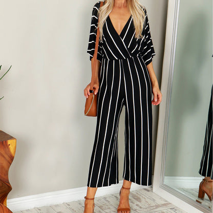 Chic Striped Elizabeth Ainsley Wide-Leg Jumpsuit