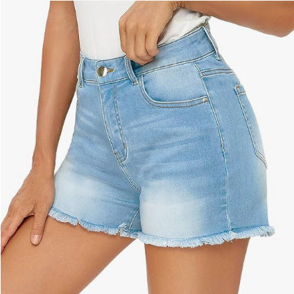 Short en jean taille haute coupe slim par Amélie Morin