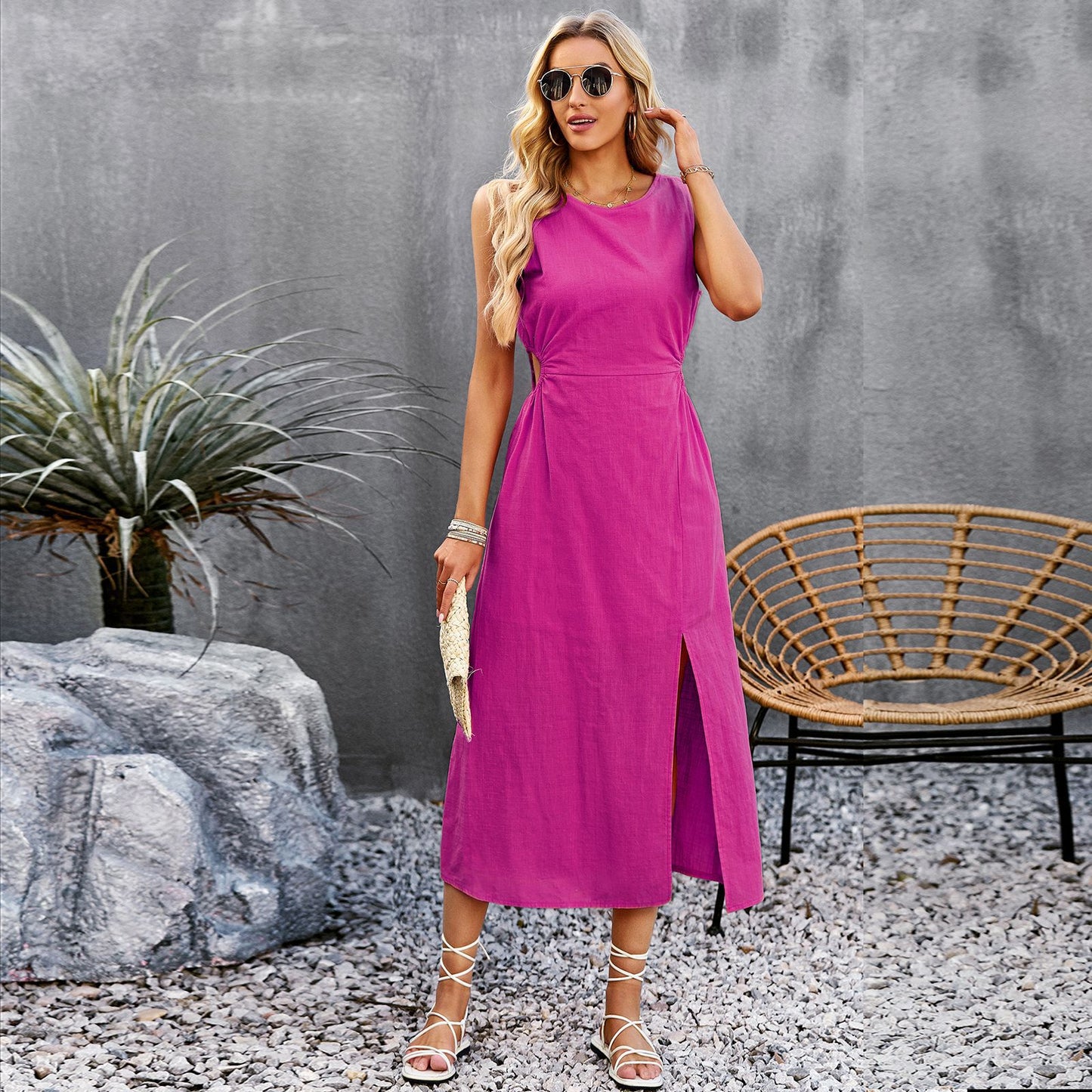 Robe midi d'été sans manches Chic Amélie Morin