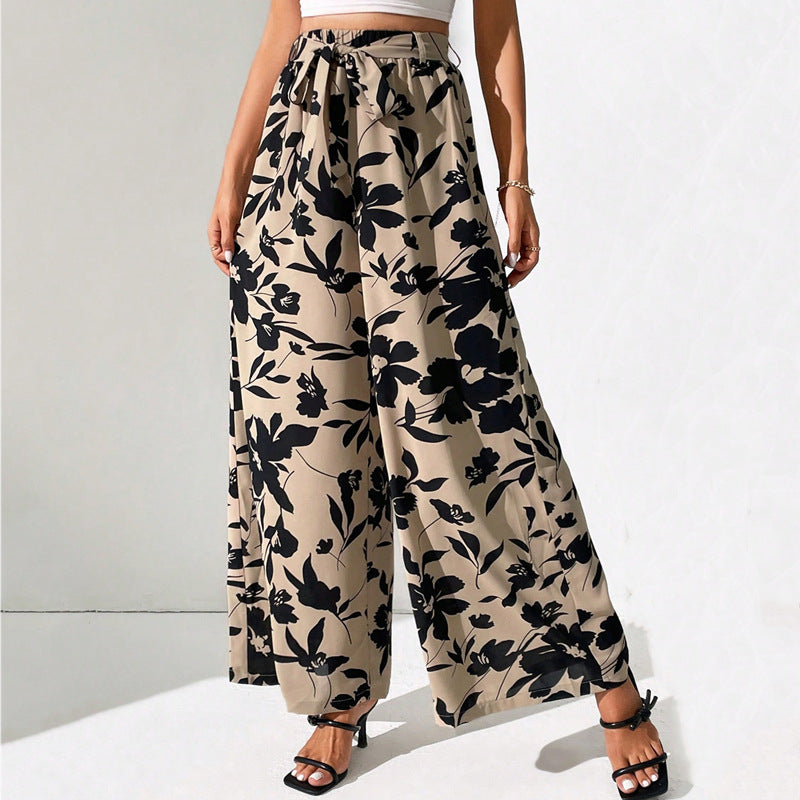 Pantalon fleuri taille haute jambes larges par Amélie Morin