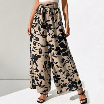Pantalon fleuri taille haute jambes larges par Amélie Morin