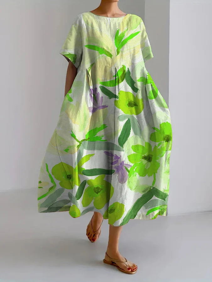 Robe midi d'été Amelie Morin à imprimé floral artistique