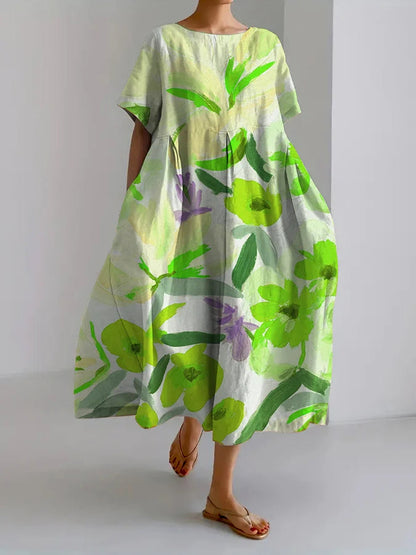 Robe midi d'été Amelie Morin à imprimé floral artistique