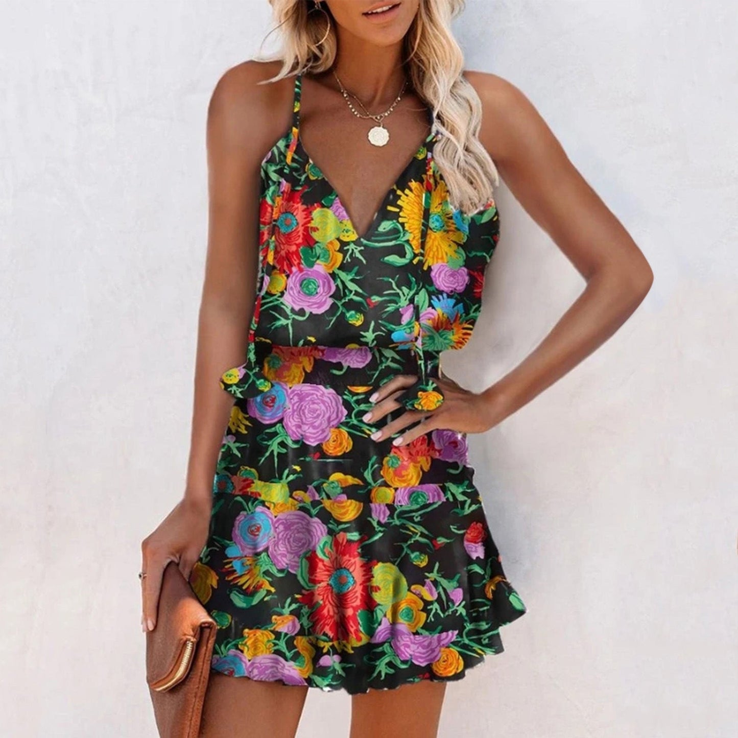 Vibrant Floral V-Neck Dress by Elizabeth Ainsley