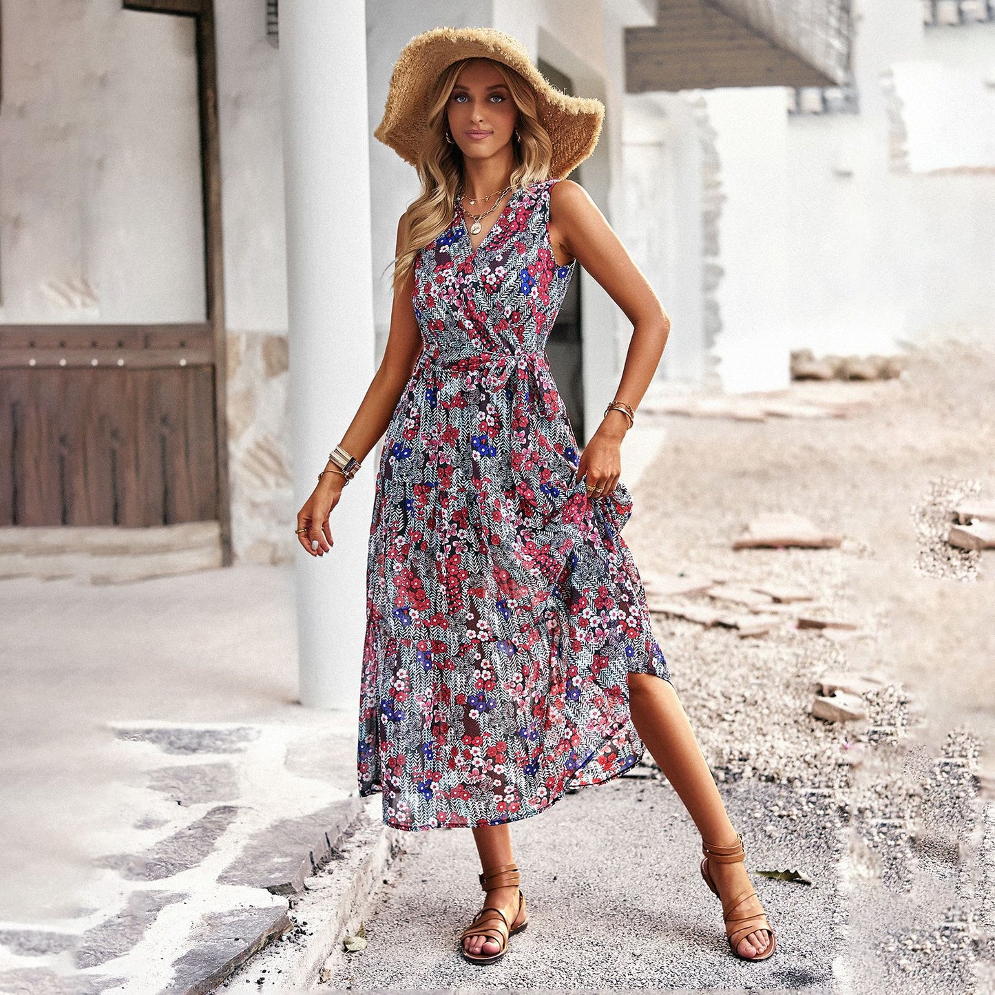 Robe midi de vacances Amelie Morin à imprimé floral chic