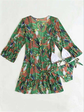 Ensemble bikini kimono imprimé tropical Amélie Morin