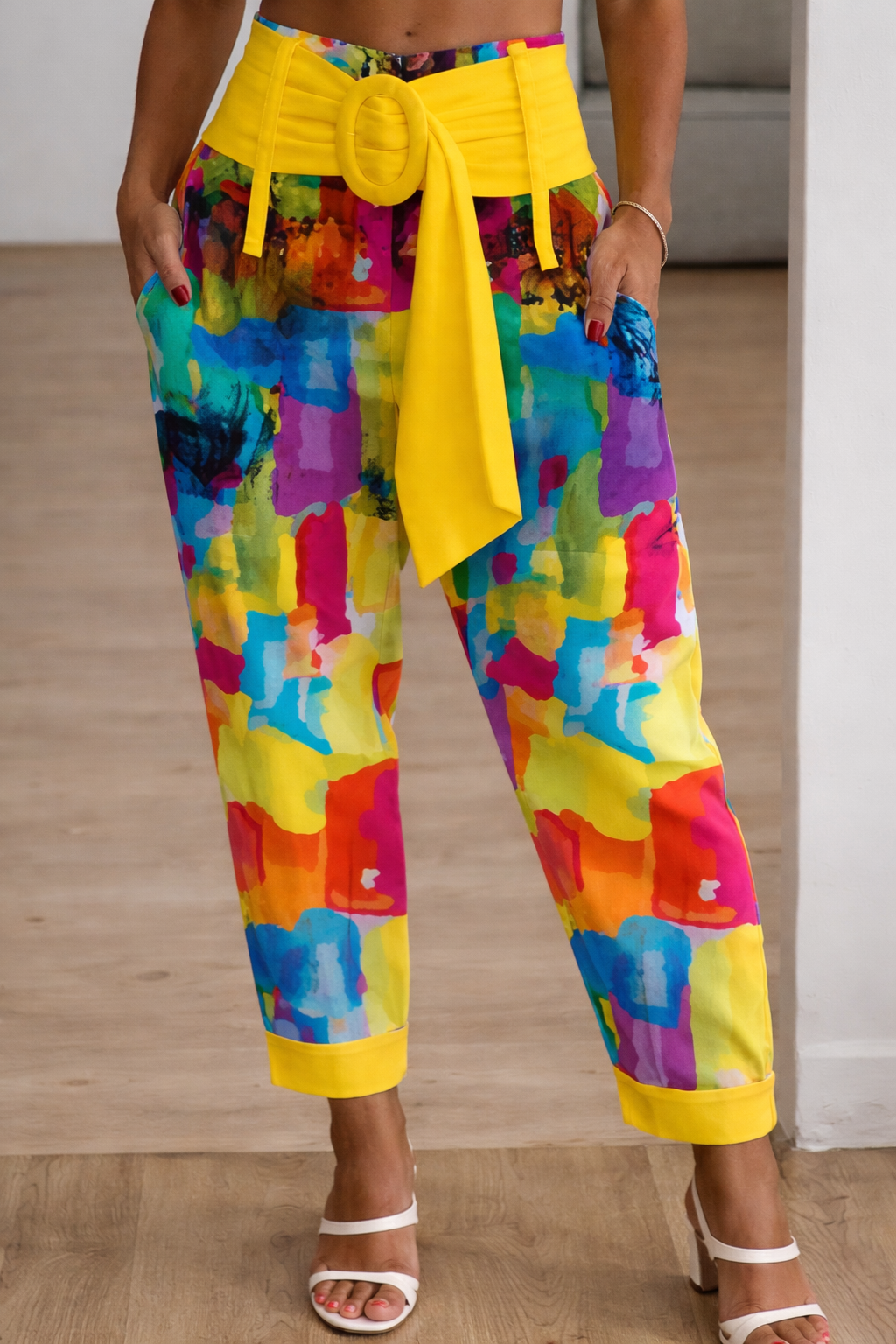 Pantalon court en lin fleuri Amelie Morin Femme