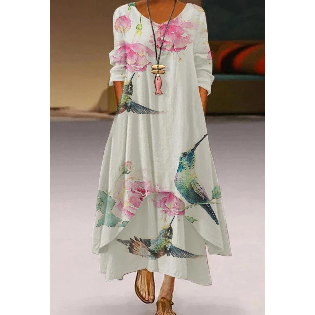 Robe trapèze florale artistique par Amélie Morin