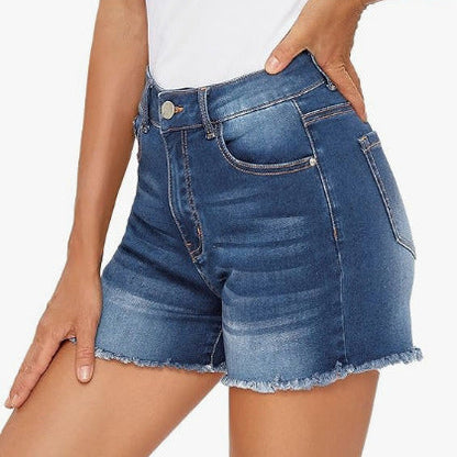 Short en jean taille haute coupe slim par Amélie Morin