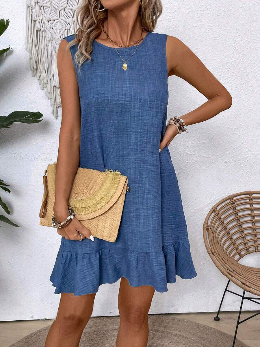 Robe d'été sans manches à volants signée Amélie Morin
