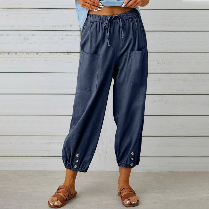 Pantalon décontracté en coton et lin Amélie Morin