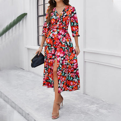 Robe midi de vacances Amelie Morin à imprimé floral chic