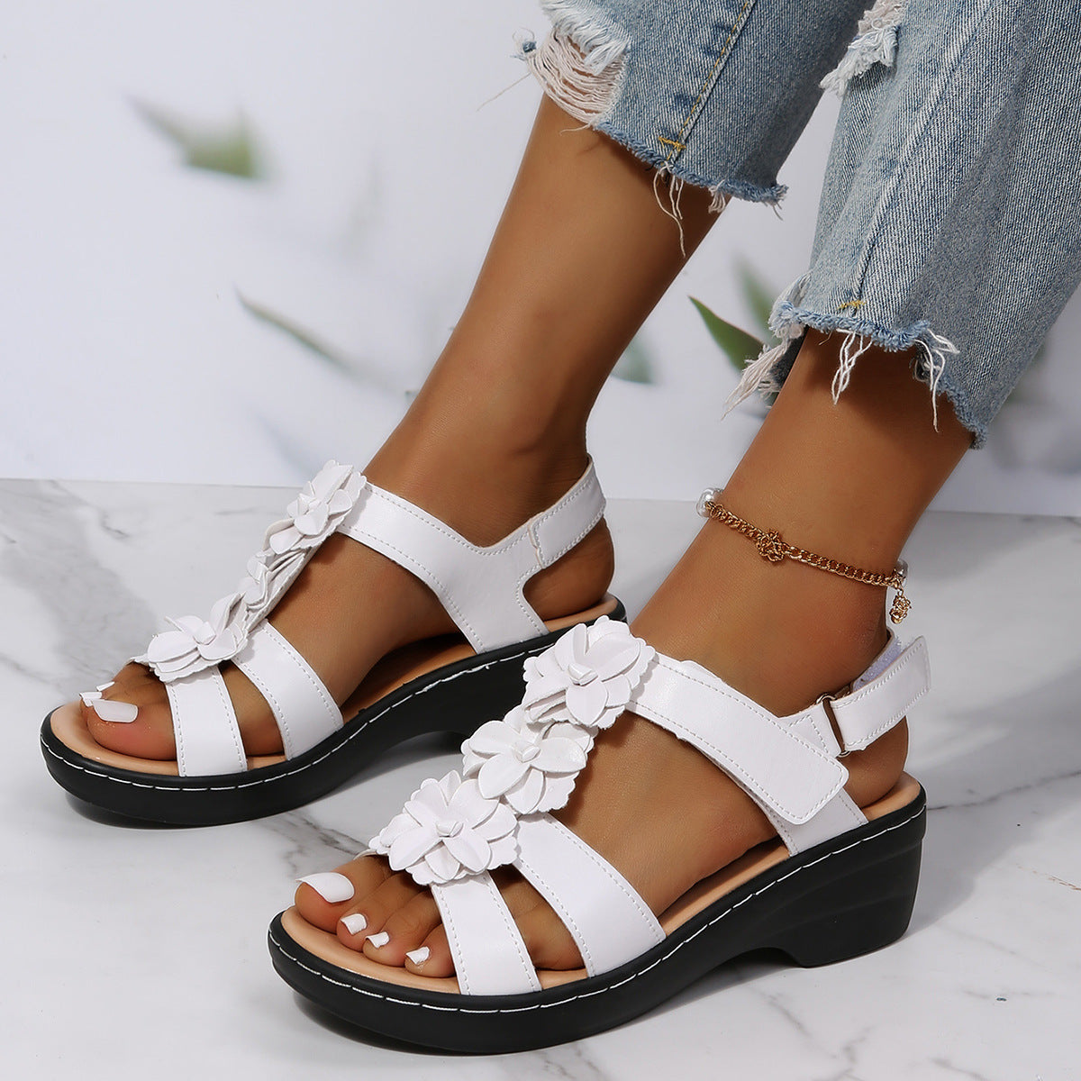 Floral Comfort Elizabeth Ainsley Wedge Sandals