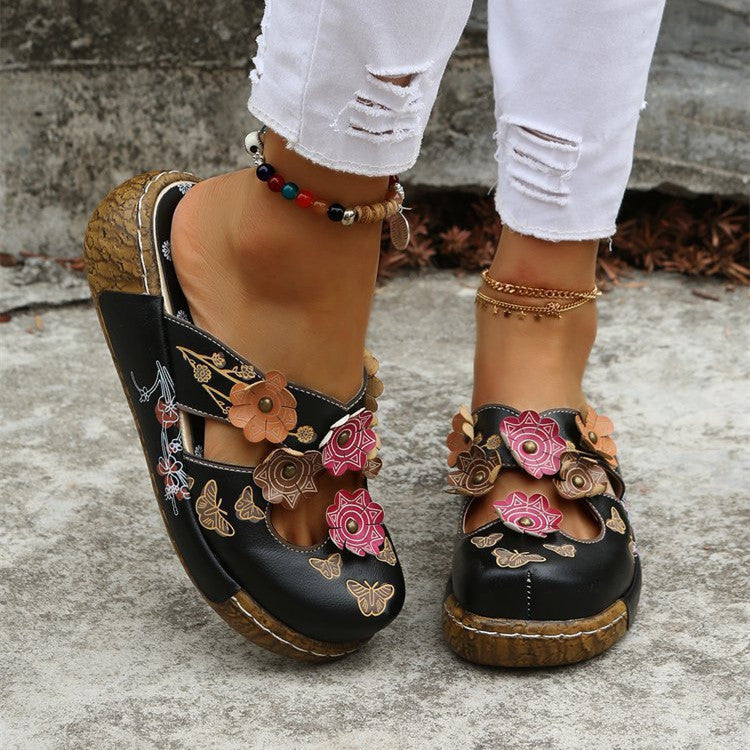Boho Floral Elizabeth Ainsley Round Toe Sandals