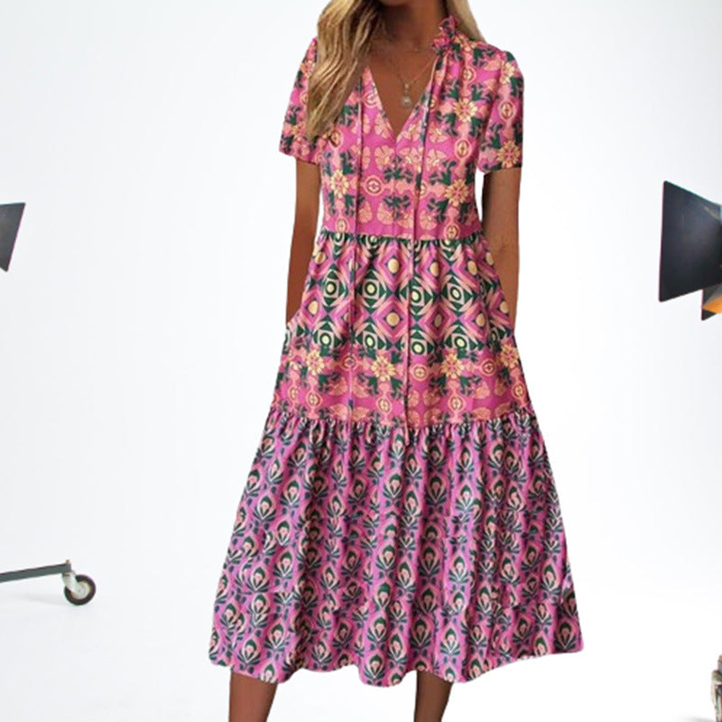 Robe midi d'été imprimée et vibrante Amelie Morin