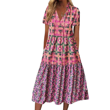 Robe midi d'été imprimée et vibrante Amelie Morin
