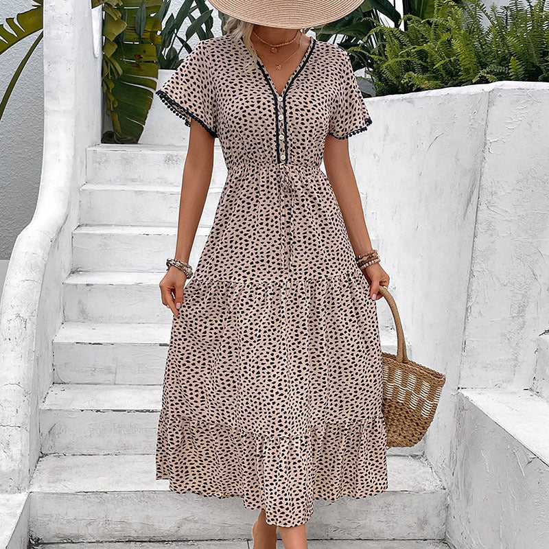 Robe léopard à col V Amélie Morin