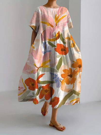 Robe midi d'été Amelie Morin à imprimé floral artistique
