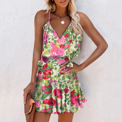 Robe à col en V à imprimé floral éclatant signée Amélie Morin