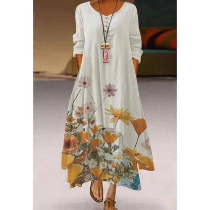 Robe trapèze florale artistique par Amélie Morin