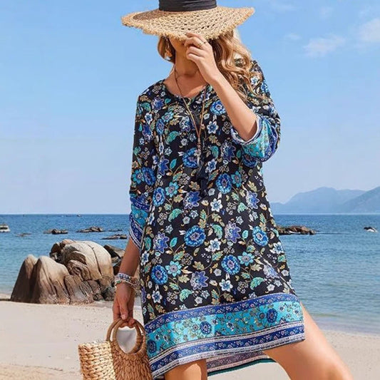 Robe mini à franges Amelie Morin style bohème fleuri