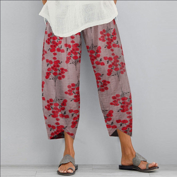 Pantalon large à fleurs rétro Amélie Morin