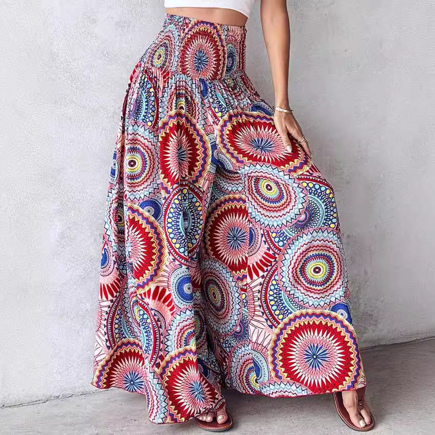 Pantalon large à imprimé floral rétro par Amélie Morin