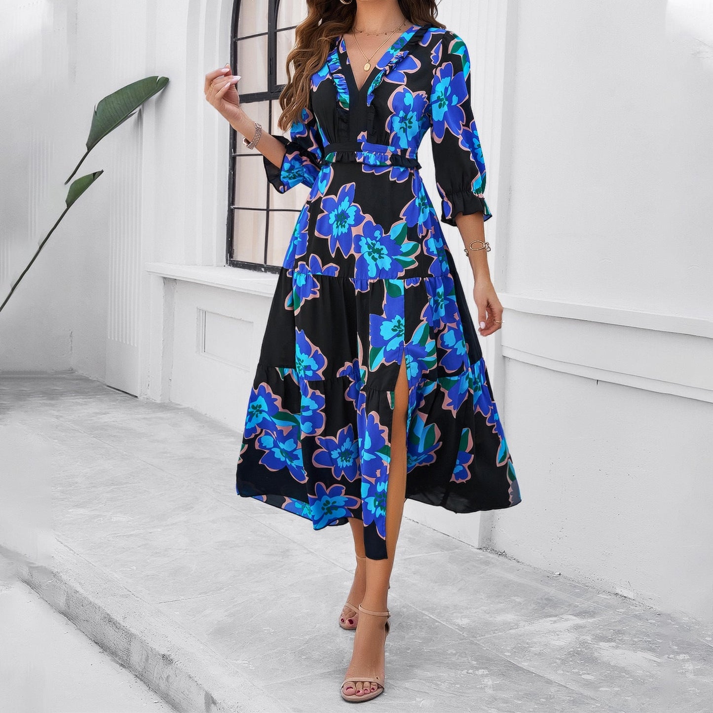 Robe midi de vacances Amelie Morin à imprimé floral chic