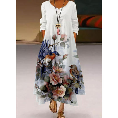 Robe trapèze florale artistique par Amélie Morin