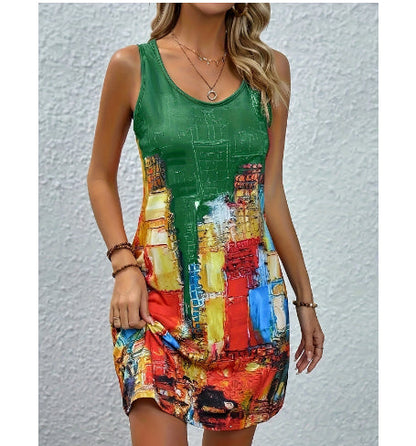 Robe trapèze d'été à imprimé vibrant Amélie Morin