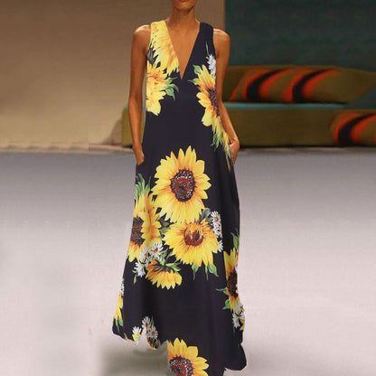 Robe maxi sans manches à fleurs bohèmes Amelie Morin
