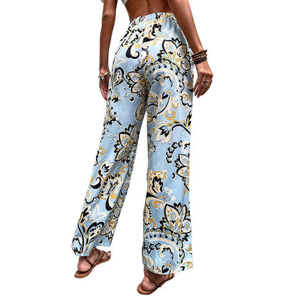 Pantalon droit à imprimé floral par Amélie Morin