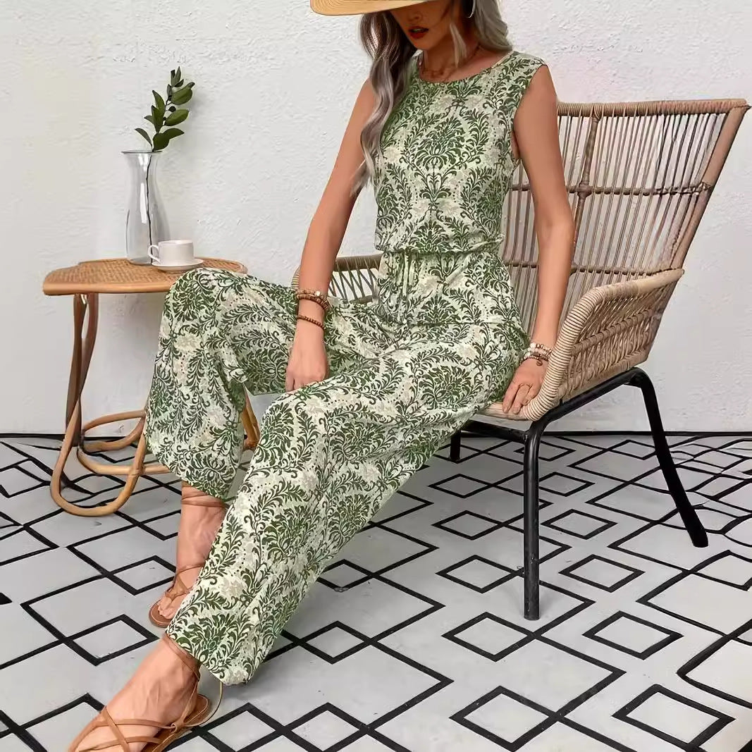 Ensemble débardeur imprimé et pantalon large pour femme